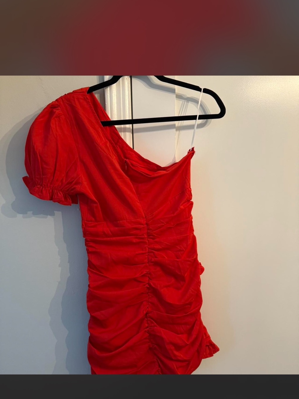 Hello Molly One-Shoulder Red Ruffle Mini Dress - Picture 3 of 4
